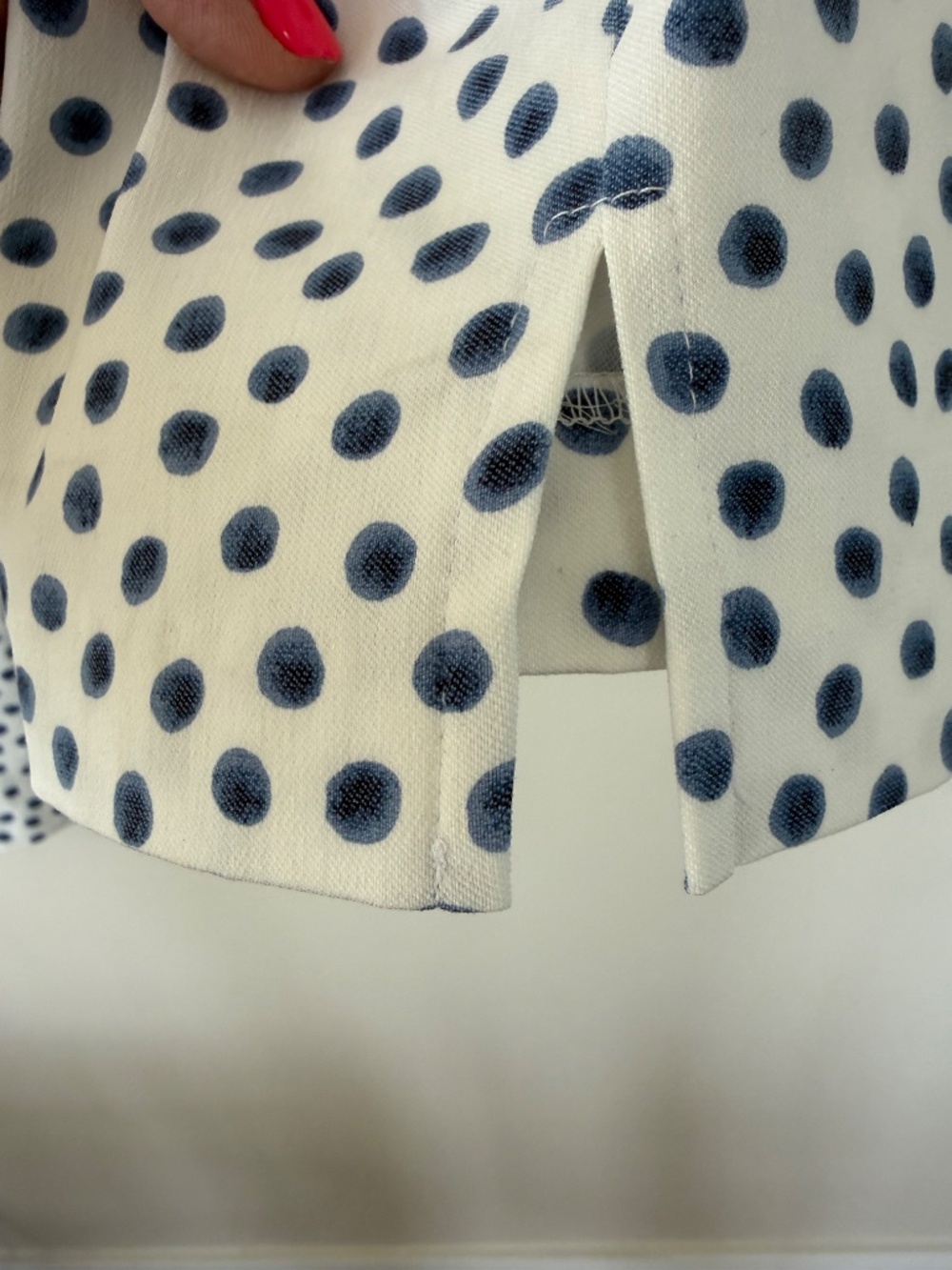 Lasania Polka Dot Pull-On Capri Pants Size 12 NWT Made in Canada Navy White - Picture 5 of 7